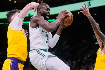 Jaylen Brown, Celtics blow out Lakers while LeBron James, Luka Doncic sit