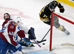 Offense goes cold, quirky Bruins goals costly in Avalanche’s first regulation loss of season
