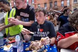 Bizarre NYC rotisserie chicken-eating contest ends with belly-busting twist